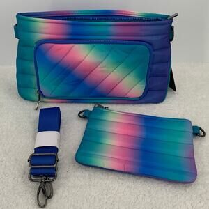 Think Royln Bank Street XL Crossbody w/Pouch Blue Lagoon Ombre Quilted RFID